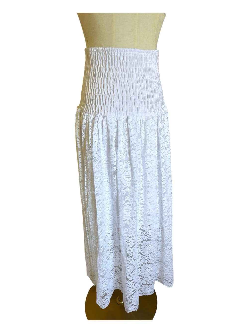 Women’s Convertible White Lace Maxi Skirt - Elegant Women's Summer Skirt - Picture 13 of 14